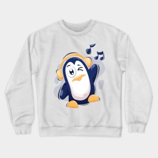 Penguin Listening Music Crewneck Sweatshirt